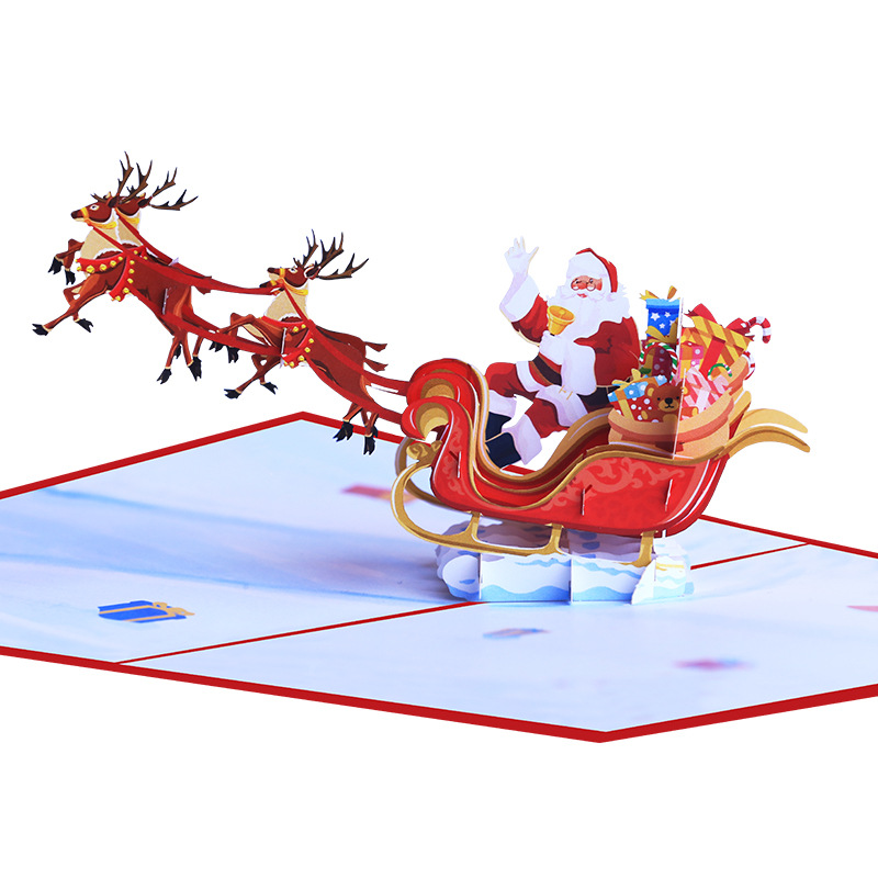 Interactive Unique Snowman Christmas Tree Jesus Santa Claus Religious Pop Up 3d Paper Christmas Greeting Card