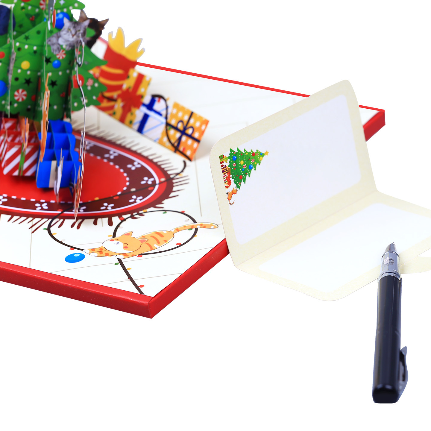 Interactive Magical Snowman Xmas Tree Jesus Santa Claus Religious Pop Up 3d Paper Christmas Greeting Card