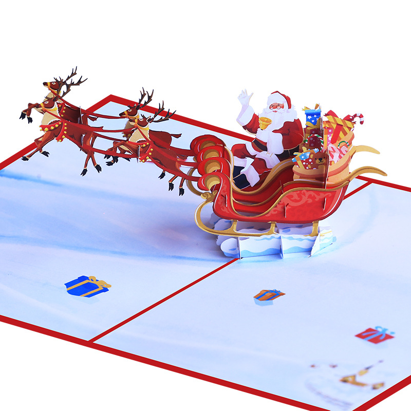 Interactive Unique Snowman Christmas Tree Jesus Santa Claus Religious Pop Up 3d Paper Christmas Greeting Card