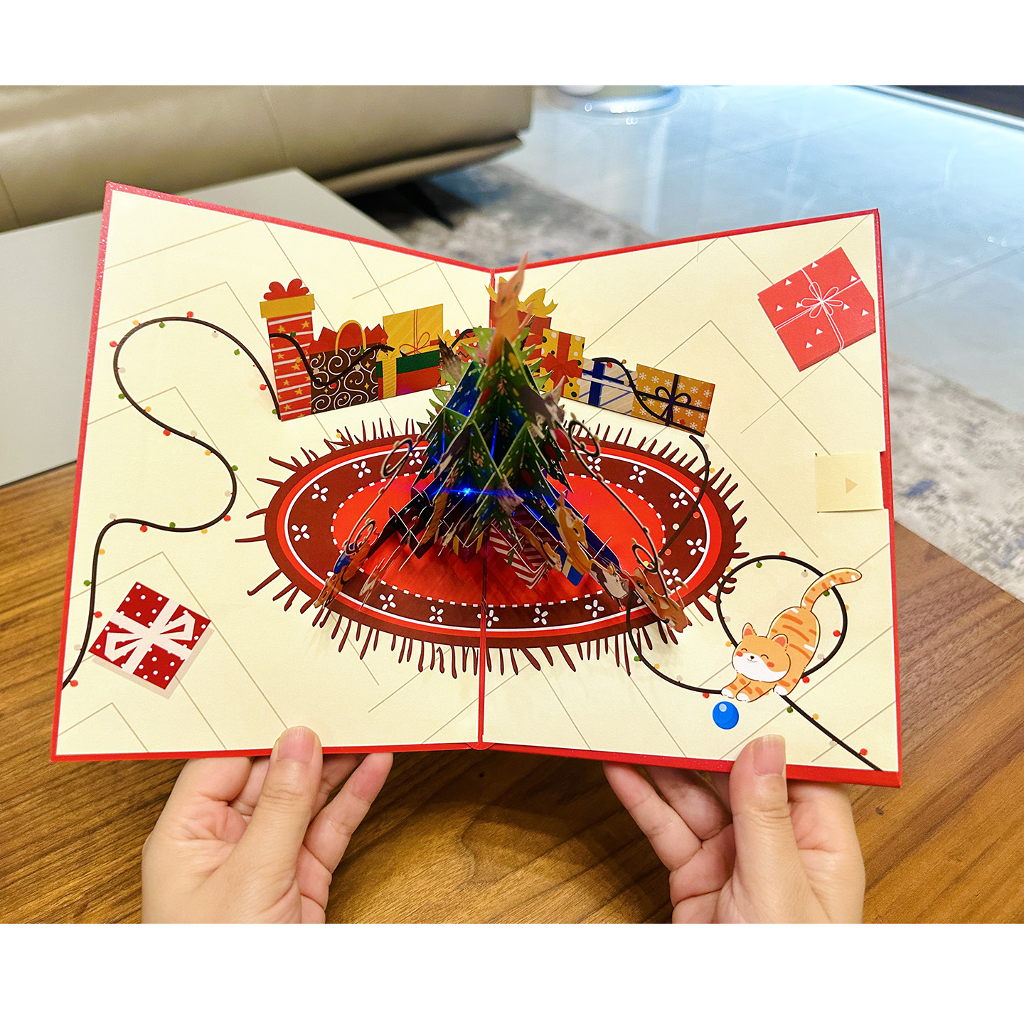 Interactive Magical Snowman Xmas Tree Jesus Santa Claus Religious Pop Up 3d Paper Christmas Greeting Card