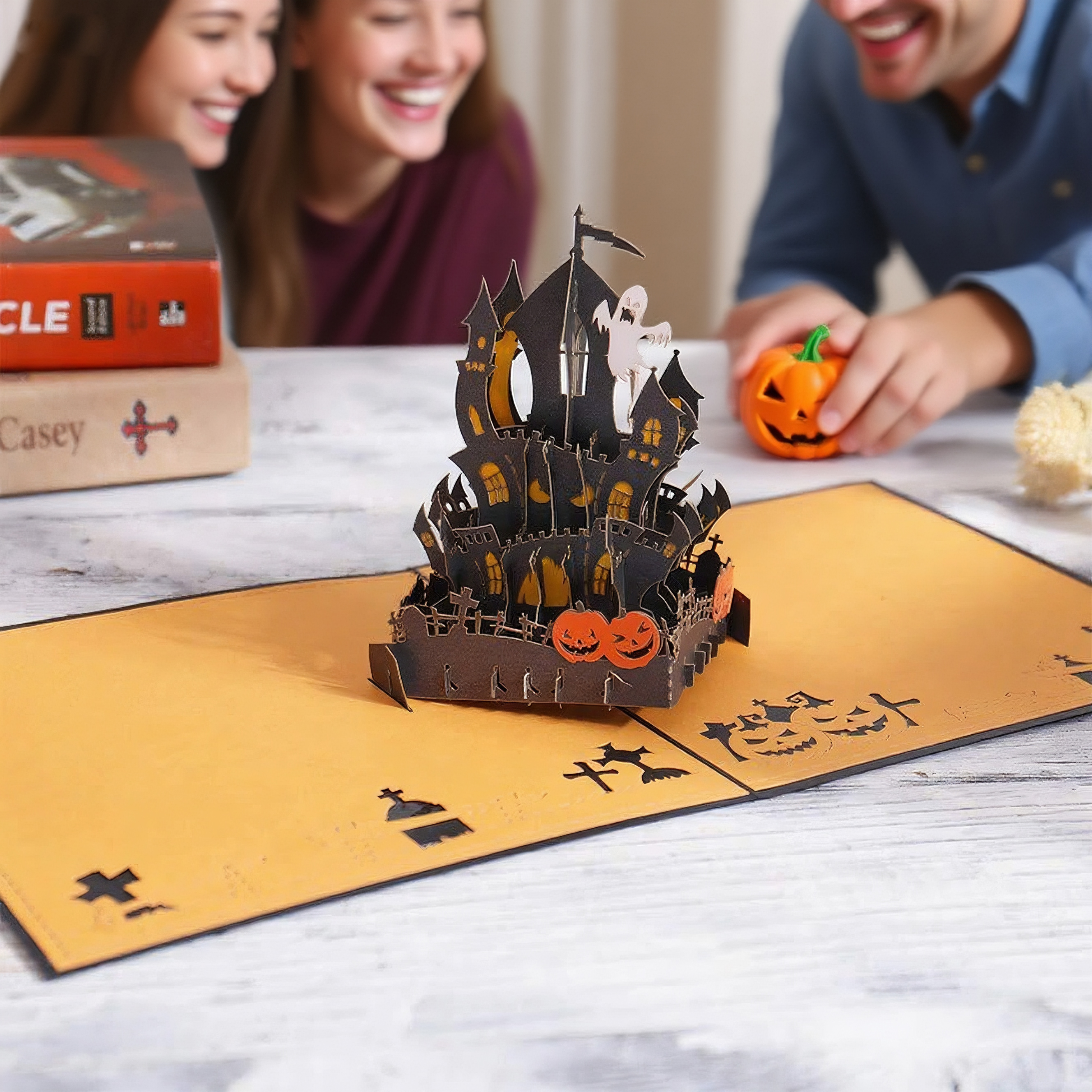halloween castle interactive spooky haunted  haunted house witch ghost pumpkin pop up 3d paper halloween greeting card