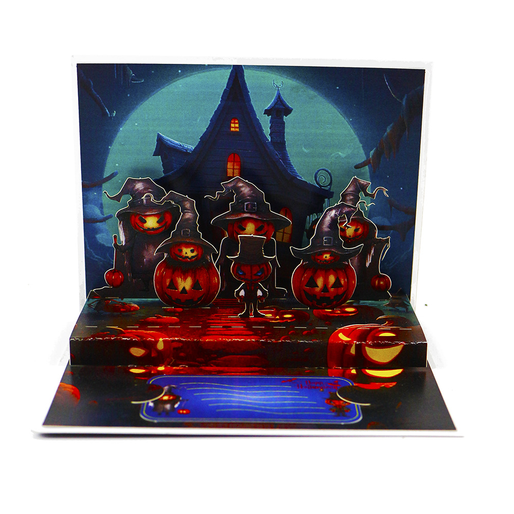 interactive spooky haunted house witch ghost pumpkin happy halloween pop up 3d paper halloween greeting card