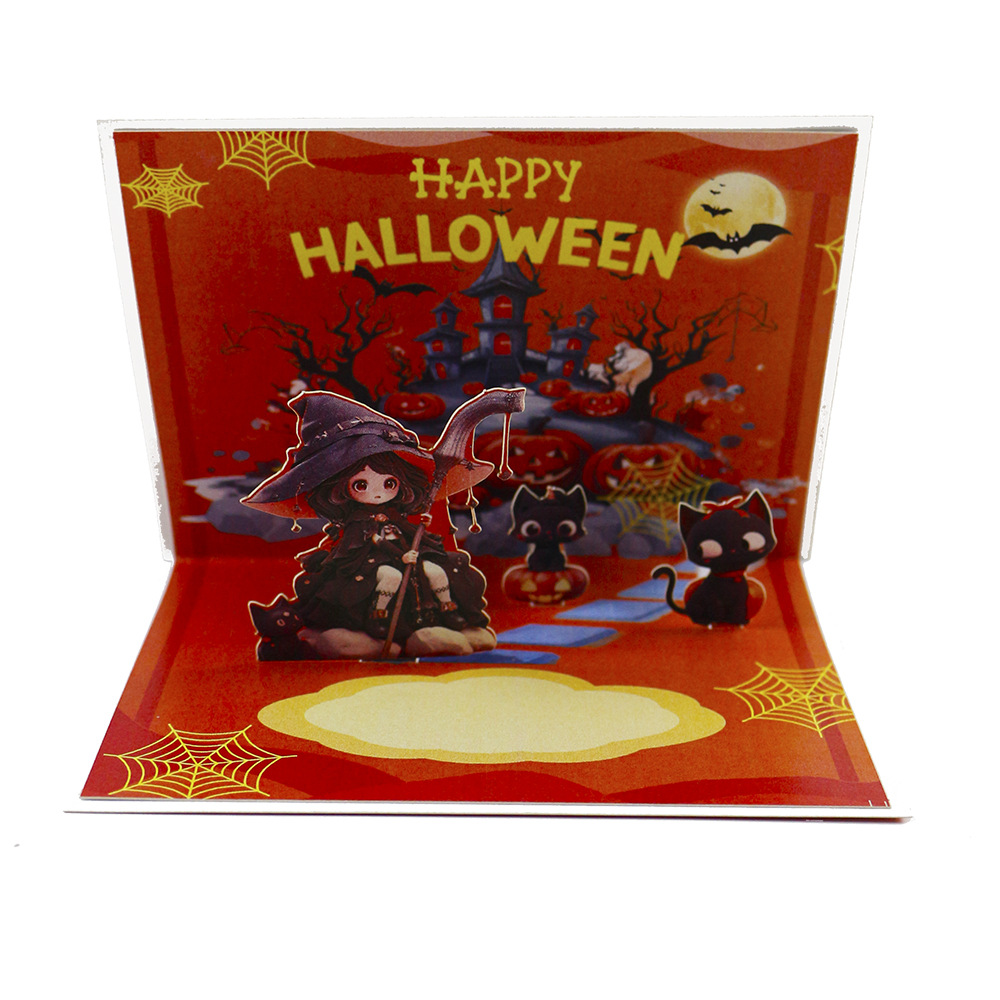 interactive spooky haunted house witch ghost pumpkin happy halloween pop up 3d paper halloween greeting card