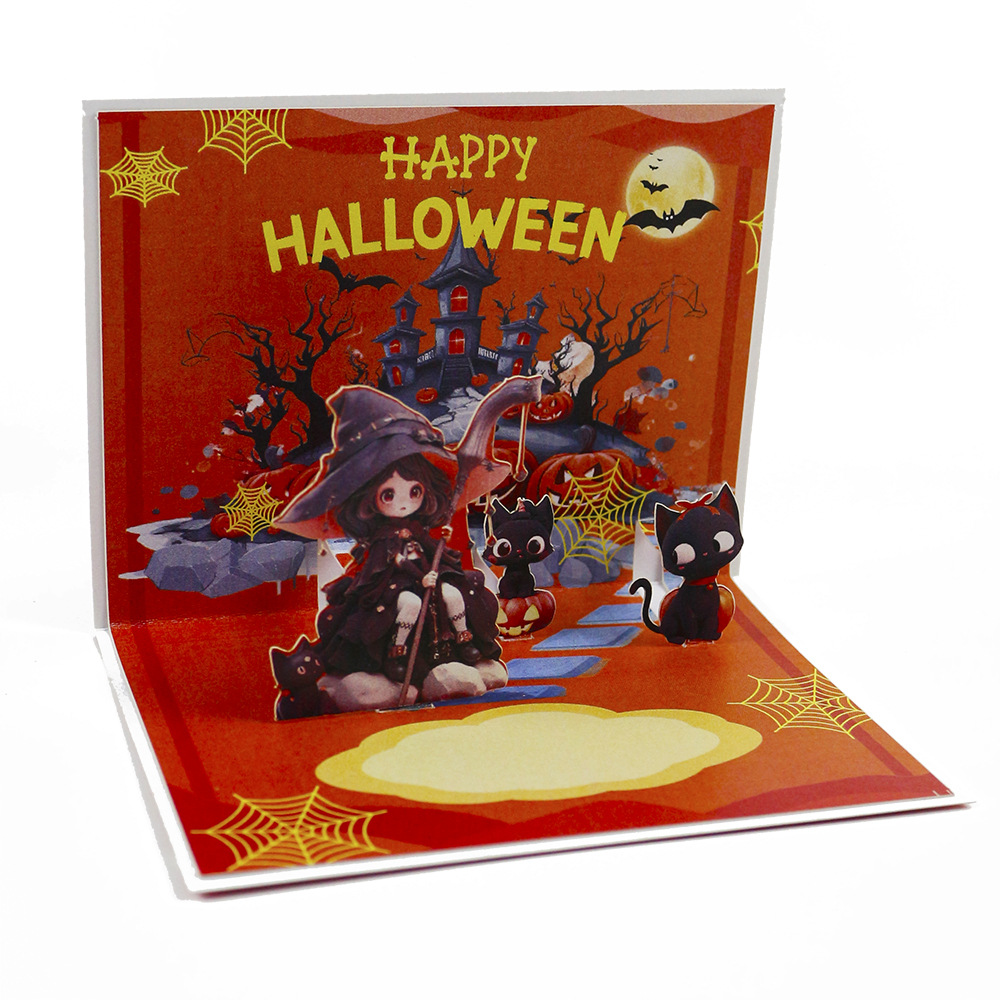 interactive spooky haunted house witch ghost pumpkin happy halloween pop up 3d paper halloween greeting card