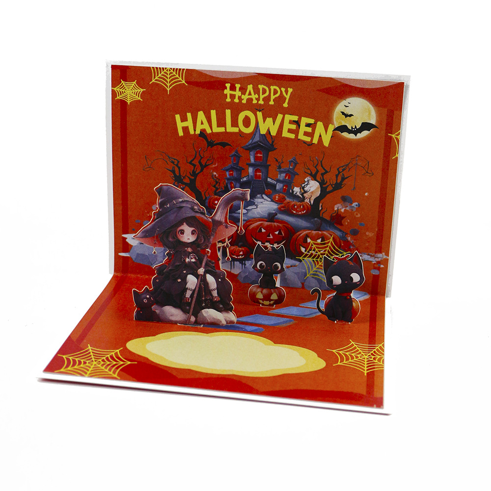 interactive spooky haunted house witch ghost pumpkin happy halloween pop up 3d paper halloween greeting card
