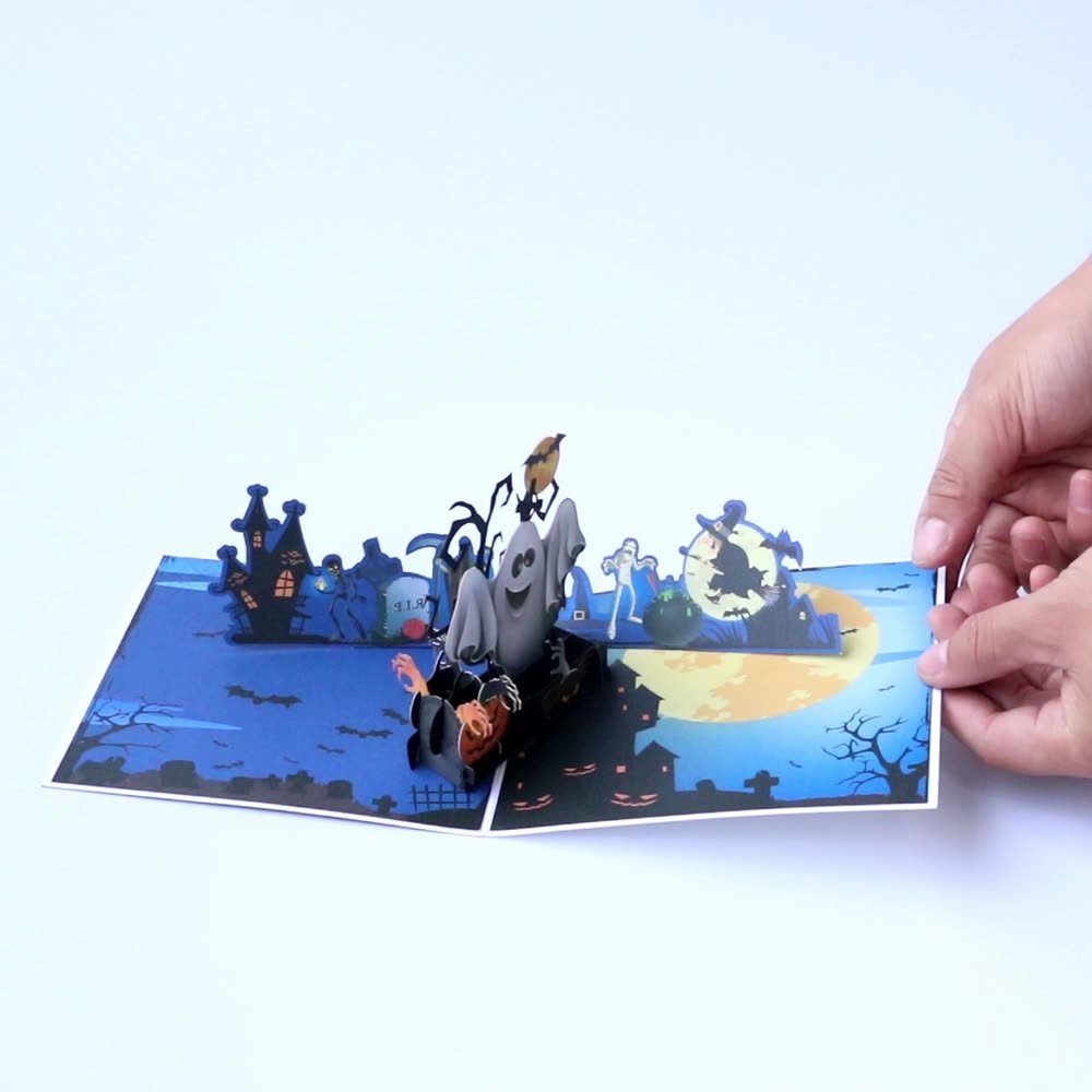 interactive spooky haunted house witch ghost halloween party pumpkin pop up 3d paper halloween greeting card