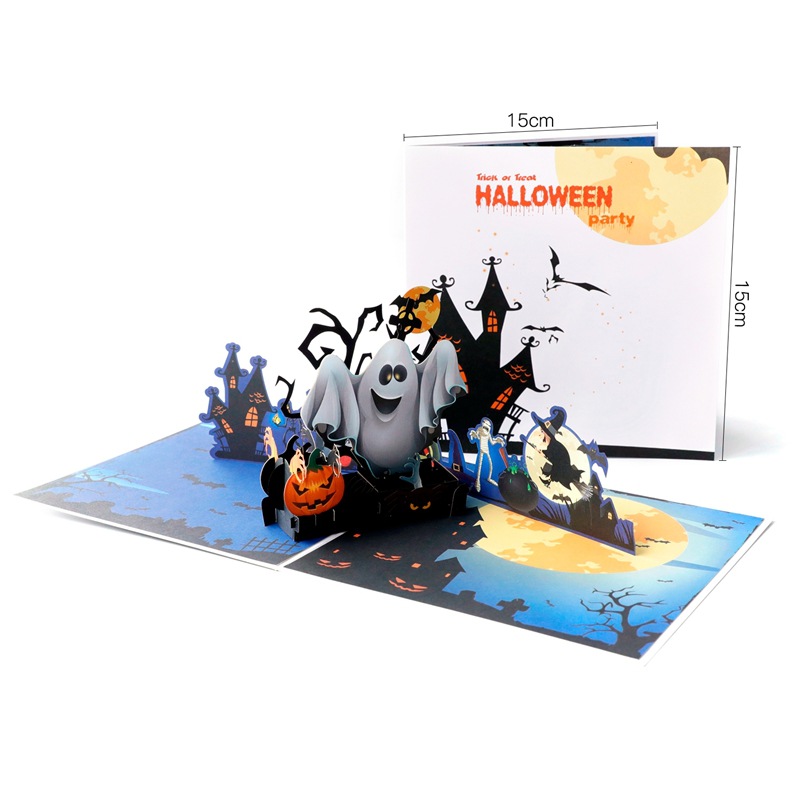 interactive spooky haunted house witch ghost halloween party pumpkin pop up 3d paper halloween greeting card