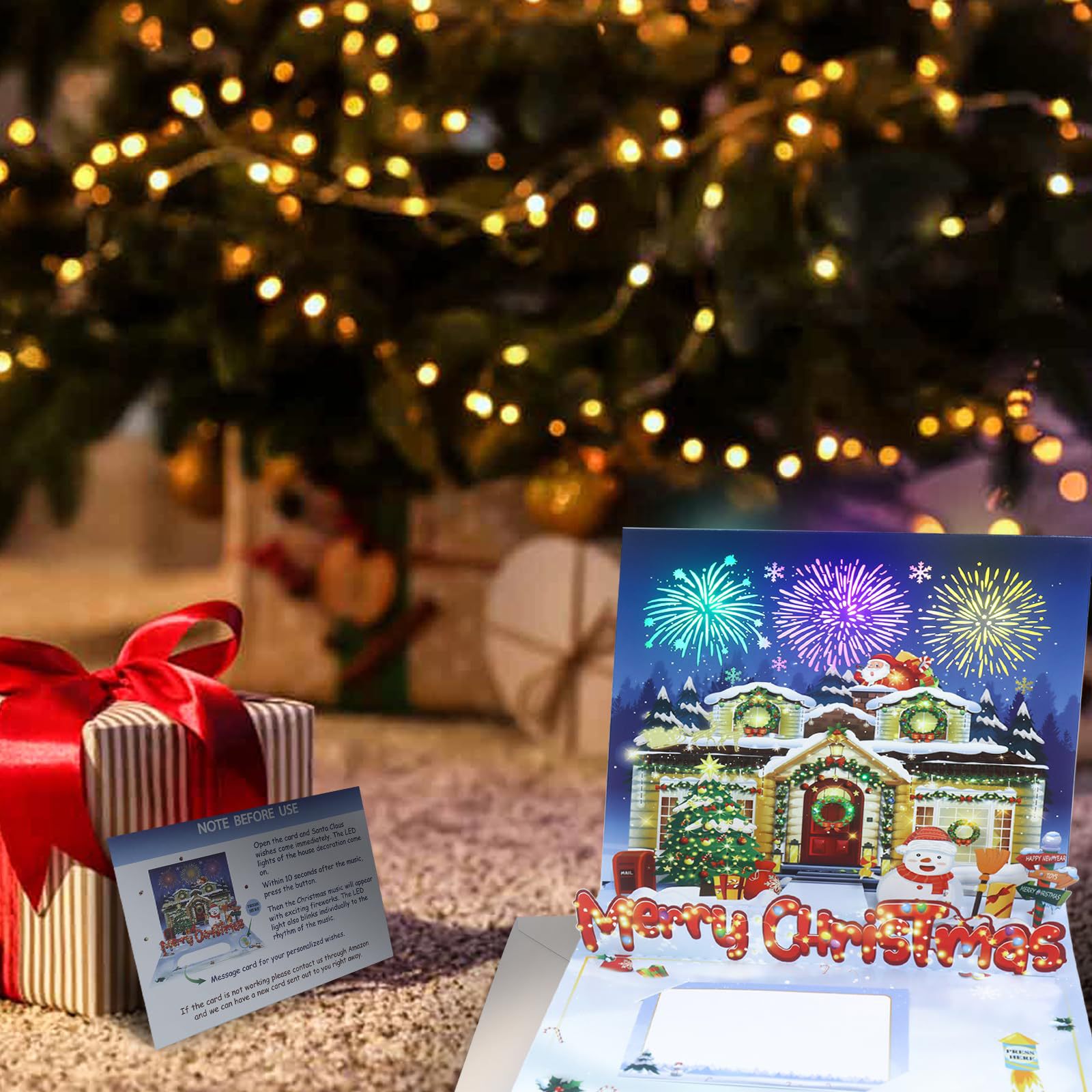 Interactive Magical Snowman Shiny Christmas Tree Jesus Santa Claus Religious Pop Up 3d Paper Christmas Greeting Card