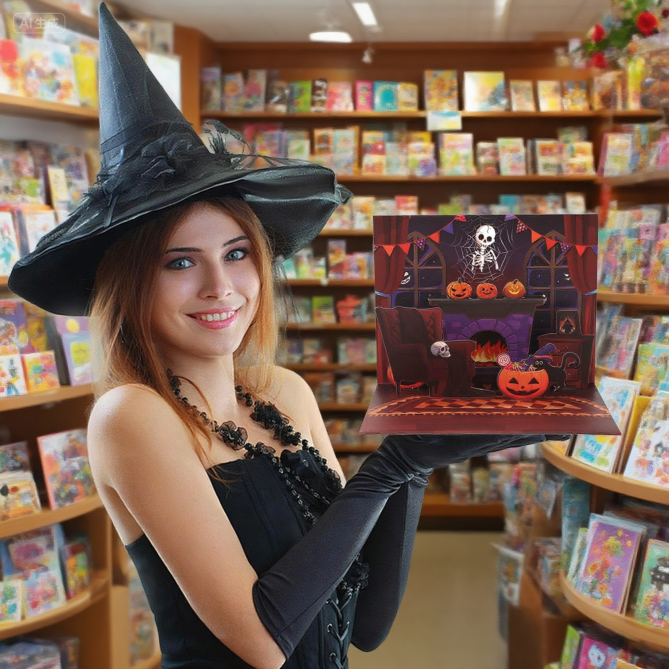 interactive spooky haunted house enchanting witch ghost pumpkin pop up 3d paper halloween greeting card