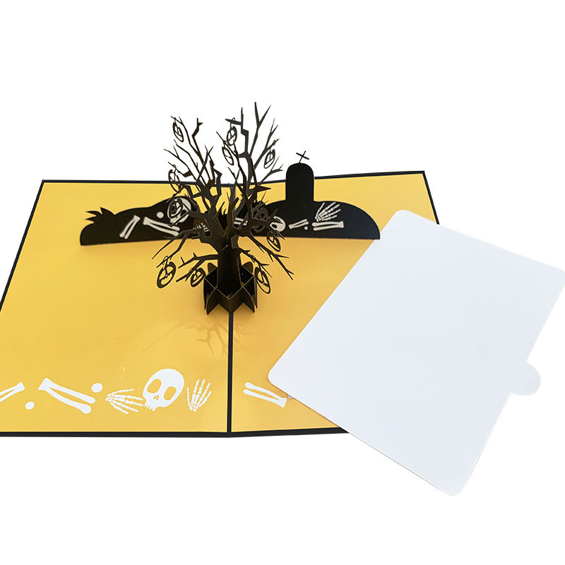 interactive spooky haunted house skull tree witch ghost pumpkin pop up 3d paper halloween greeting card