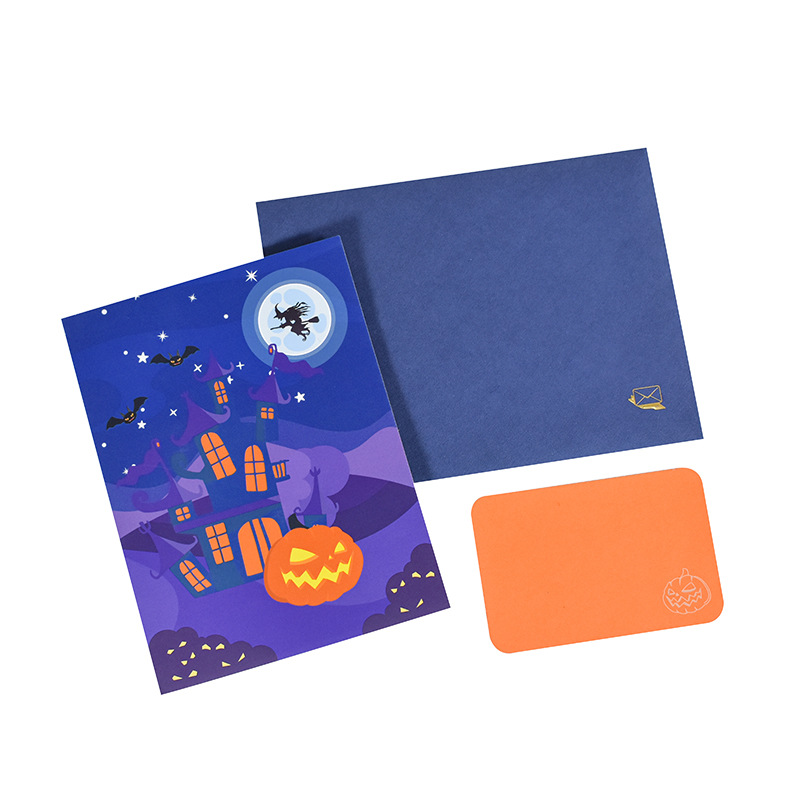 Interactive Spooky Haunted House Witch Magical Ghost Pumpkin Pop-Up 3D Paper Halloween Greeting Card