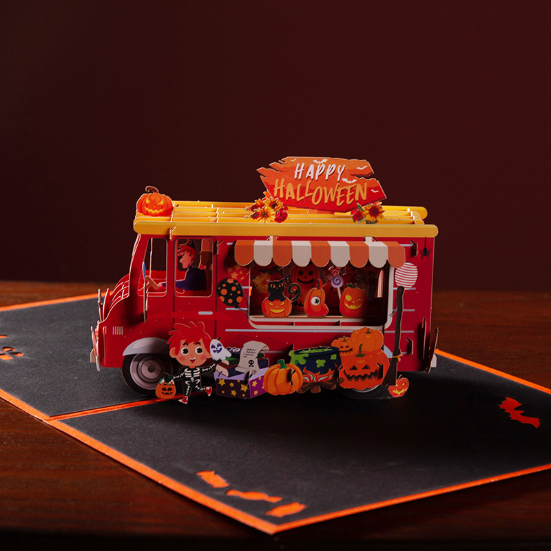 Happy Halloween Greeting Card Interactive Spooky Haunted House Witch Ghost Pumpkin Pop Up 3d Paper Halloween Greeting Card