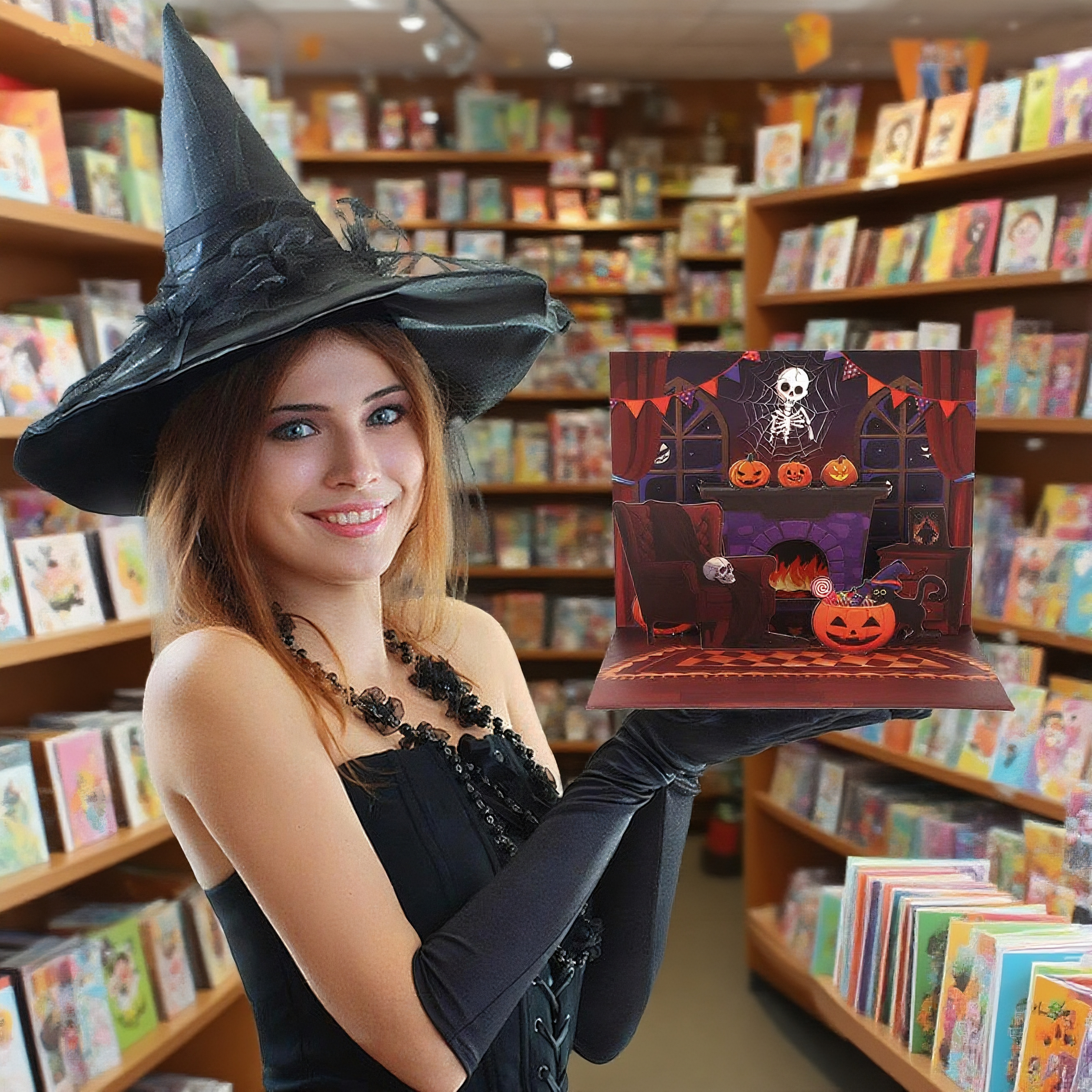 interactive spooky haunted house enchanting witch ghost pumpkin pop up 3d paper halloween greeting card