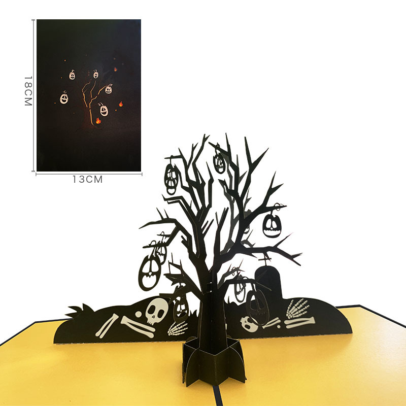 interactive spooky haunted house skull tree witch ghost pumpkin pop up 3d paper halloween greeting card