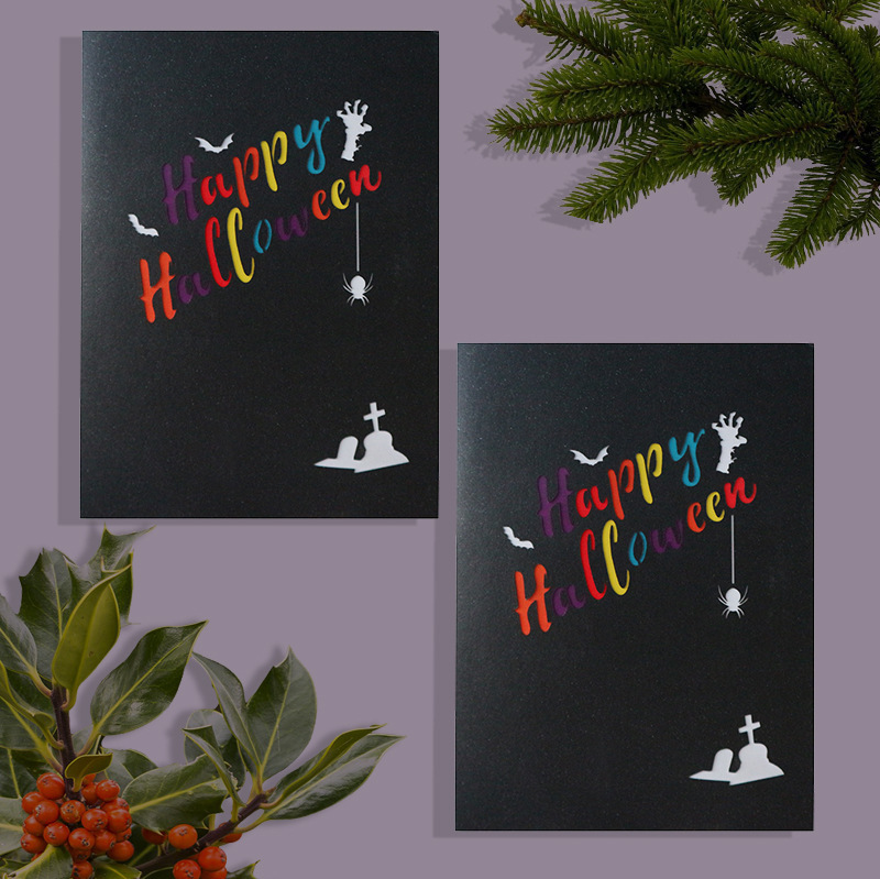 interactive spooky haunted house grim reaper  witch ghost pumpkin pop up 3d paper halloween greeting card