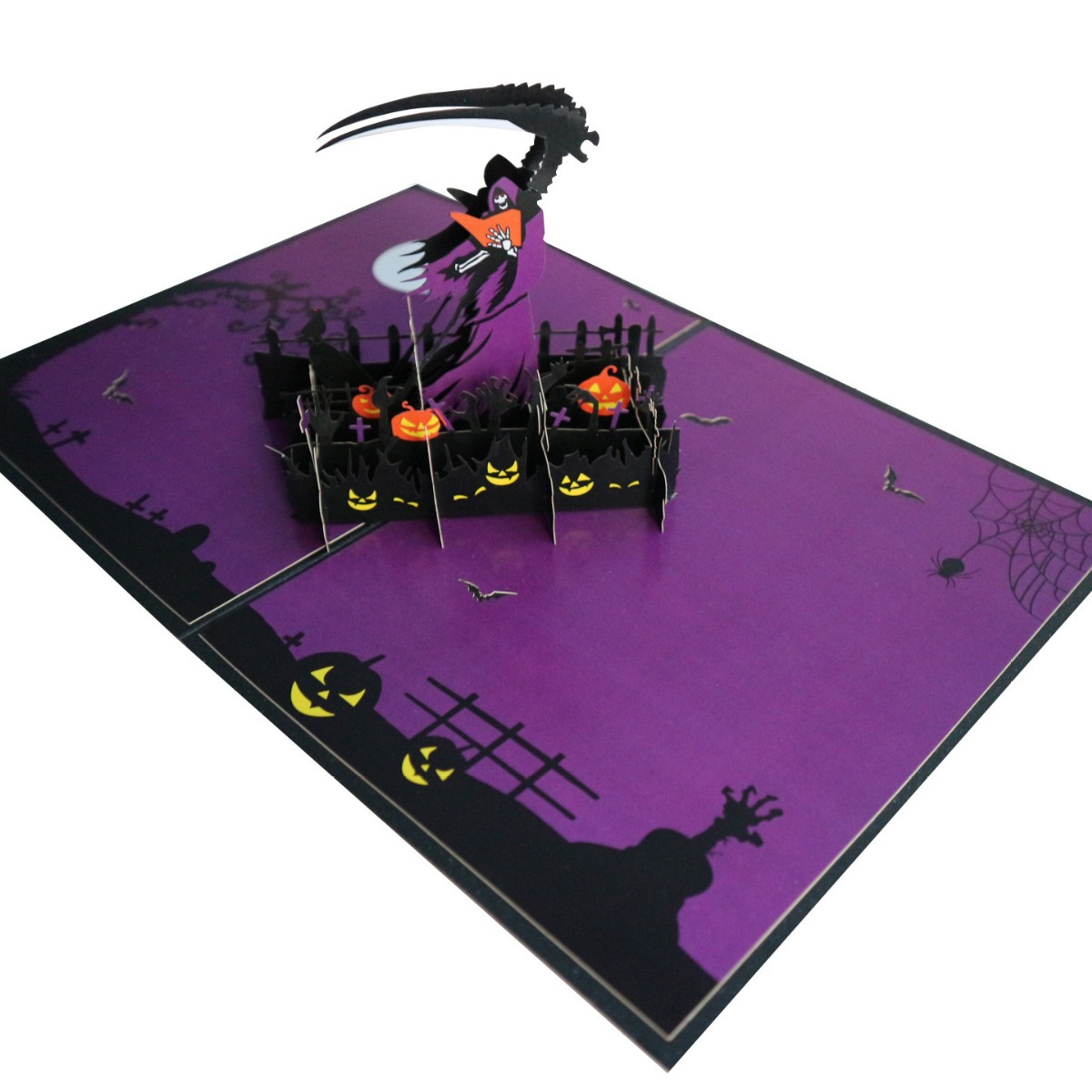 interactive spooky haunted house grim reaper  witch ghost pumpkin pop up 3d paper halloween greeting card
