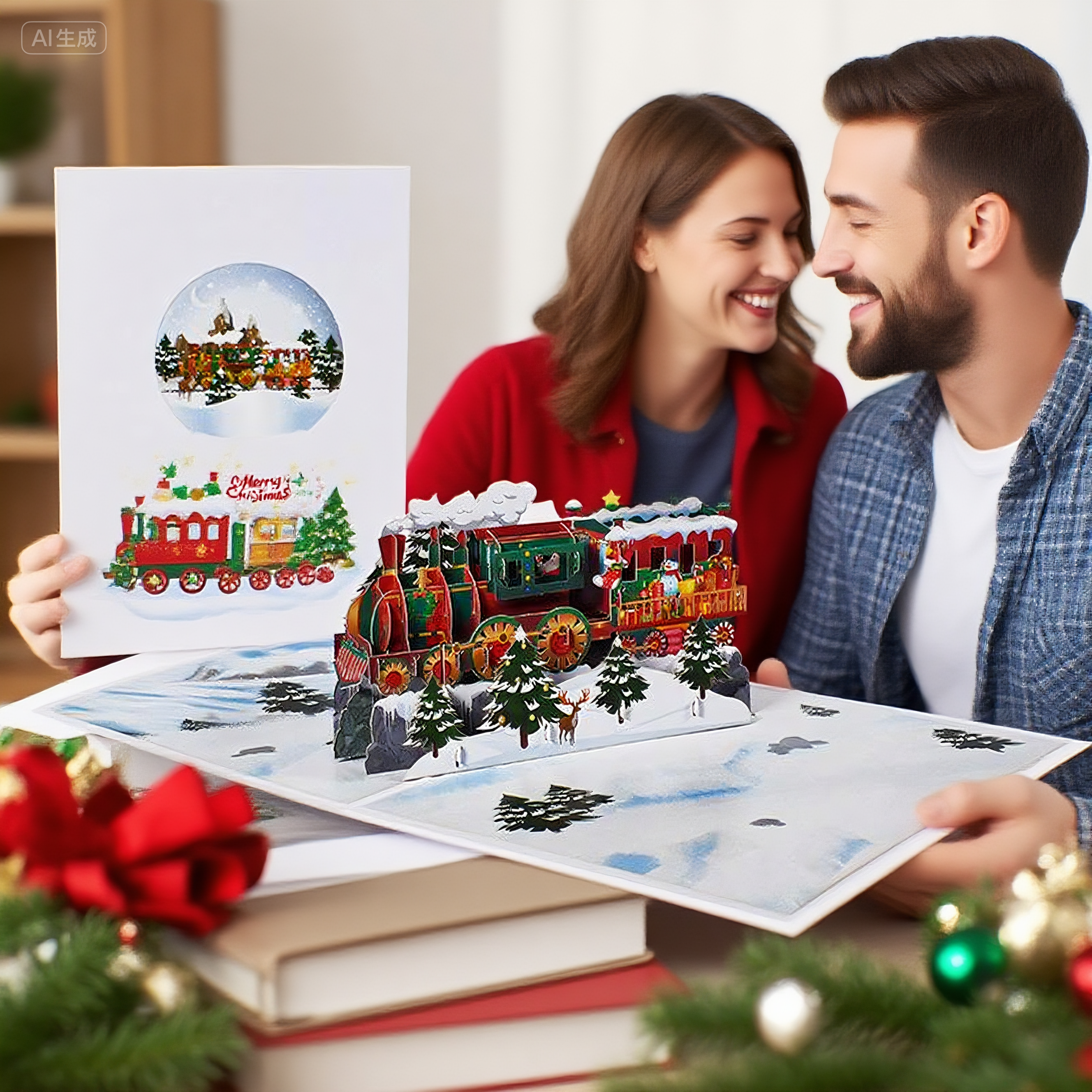 Interactive Magical Snowman Christmas Tree Jesus Santa Claus Religious Pop Up 3d Paper Christmas Greeting Card