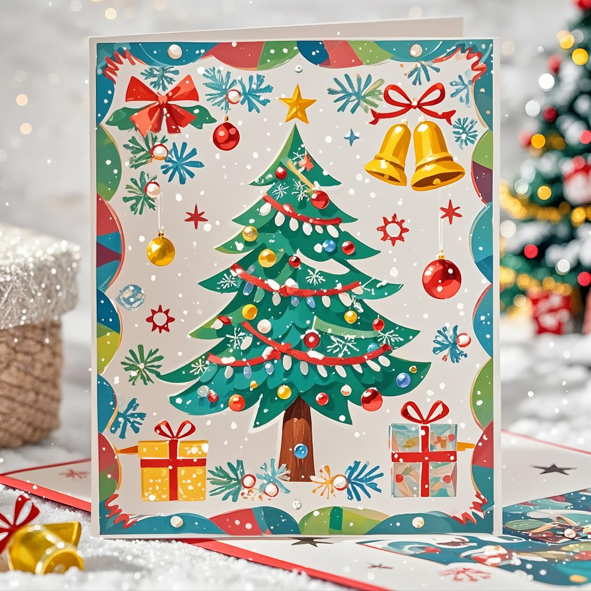 Festive Interactive Magical Snowman Christmas Tree Jesus Santa Claus Religious Pop Up 3d Paper Christmas Greeting Card