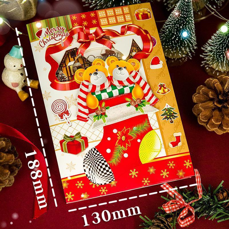 Interactive Magical Holiday Characters Snowman Christmas Tree Jesus Santa Claus Religious Pop Up 3d  Light and Music Paper Christmas Greeting Card