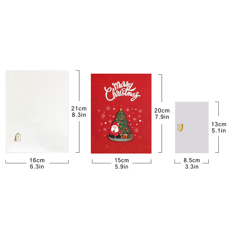 Interactive Magical Snowman Christmas Tree Jesus Santa Claus Deer Religious Pop Up 3D Paper Christmas Greeting Card
