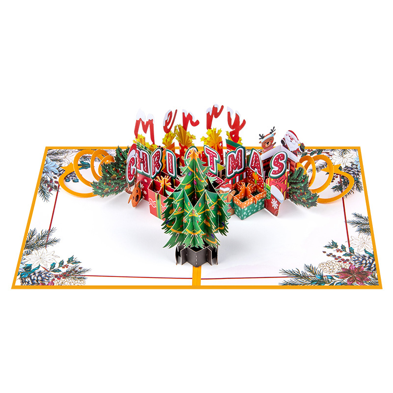 Interactive Magical Snowman Christmas Tree Jesus Santa Bear Pop Up 3d Paper Christmas Greeting Card