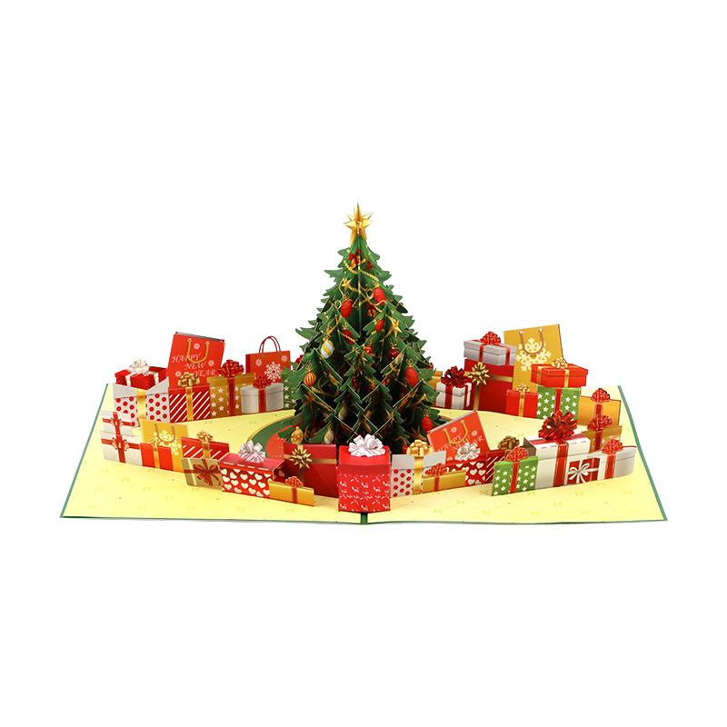 Interactive Magical Snowman Christmas Tree Jesus Santa Claus Religious Gift Boxes Scene Pop Up 3d  Light and Music Paper Christmas Greeting Card