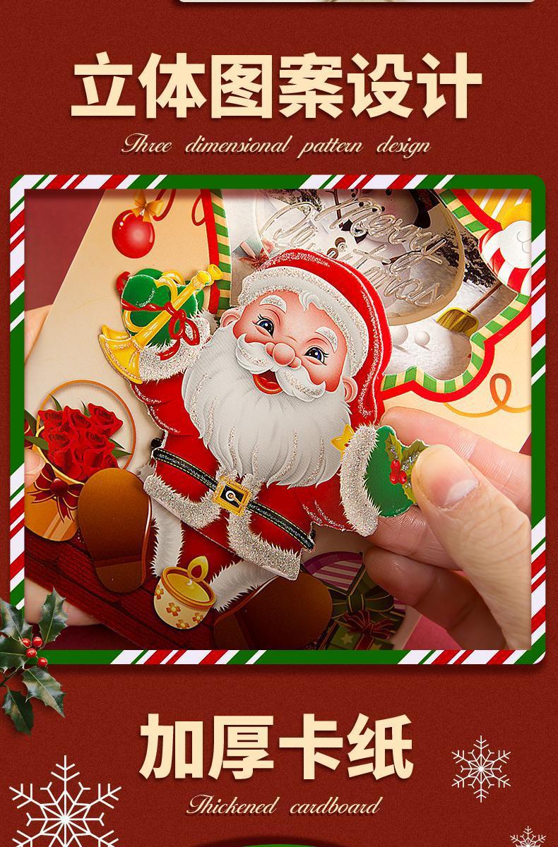 Interactive Magical Holiday Characters Snowman Christmas Tree Jesus Santa Claus Religious Pop Up 3d  Light and Music Paper Christmas Greeting Card