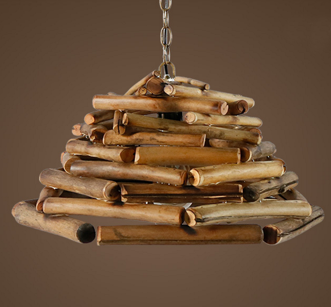 Handmade Bamboo Woven Pendant Light – Rustic Dining Lamp for Restaurant & Commercial Interiors