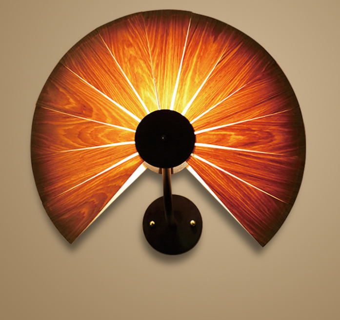 Fan-shaped Wood Grain Wall Lamp - Creative Warm Light Wall Decor Lamp
