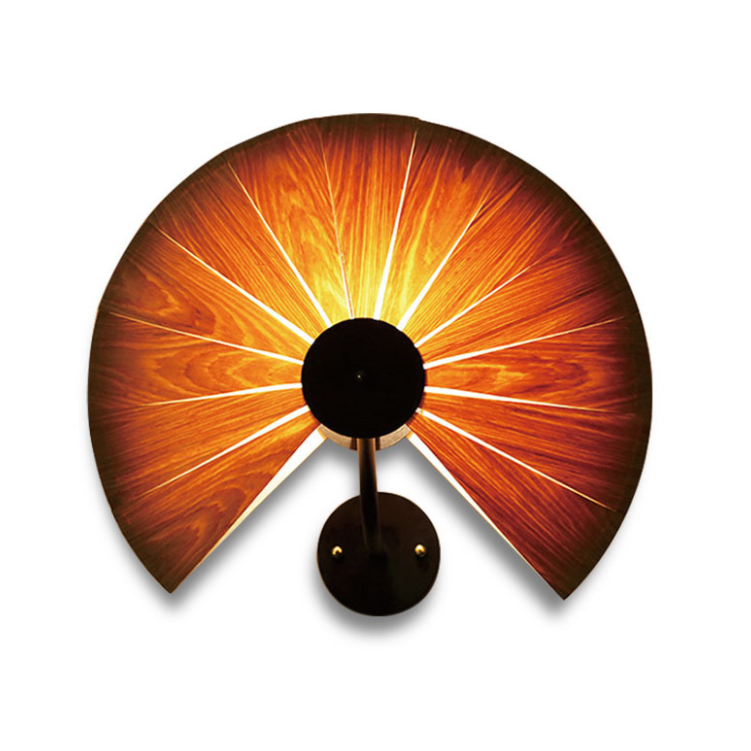 Fan-shaped Wood Grain Wall Lamp - Creative Warm Light Wall Decor Lamp