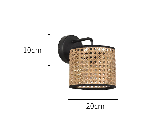 Handmade Rattan Wall Lamp Vintage Boho Woven Sconce Light Fixture for Home Decor
