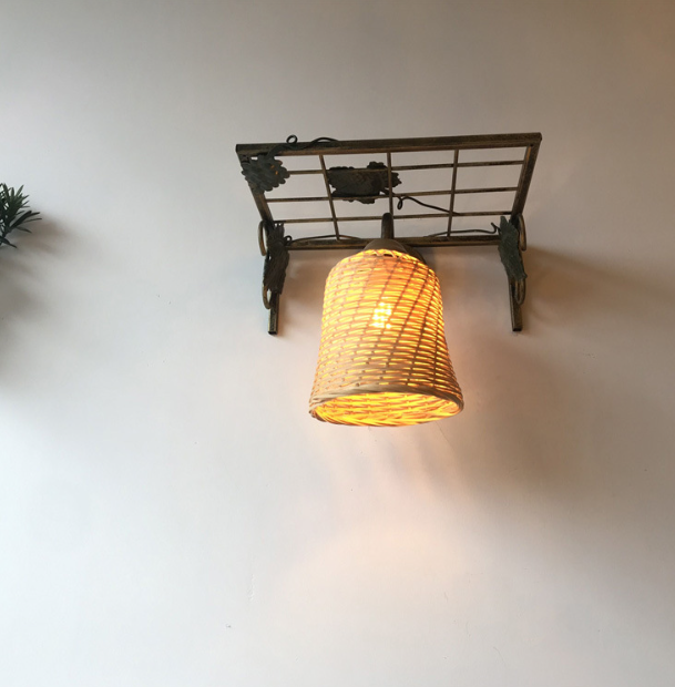 Rustic Woven Rattan Ceiling Light – Industrial Style Hanging Pendant Lamp