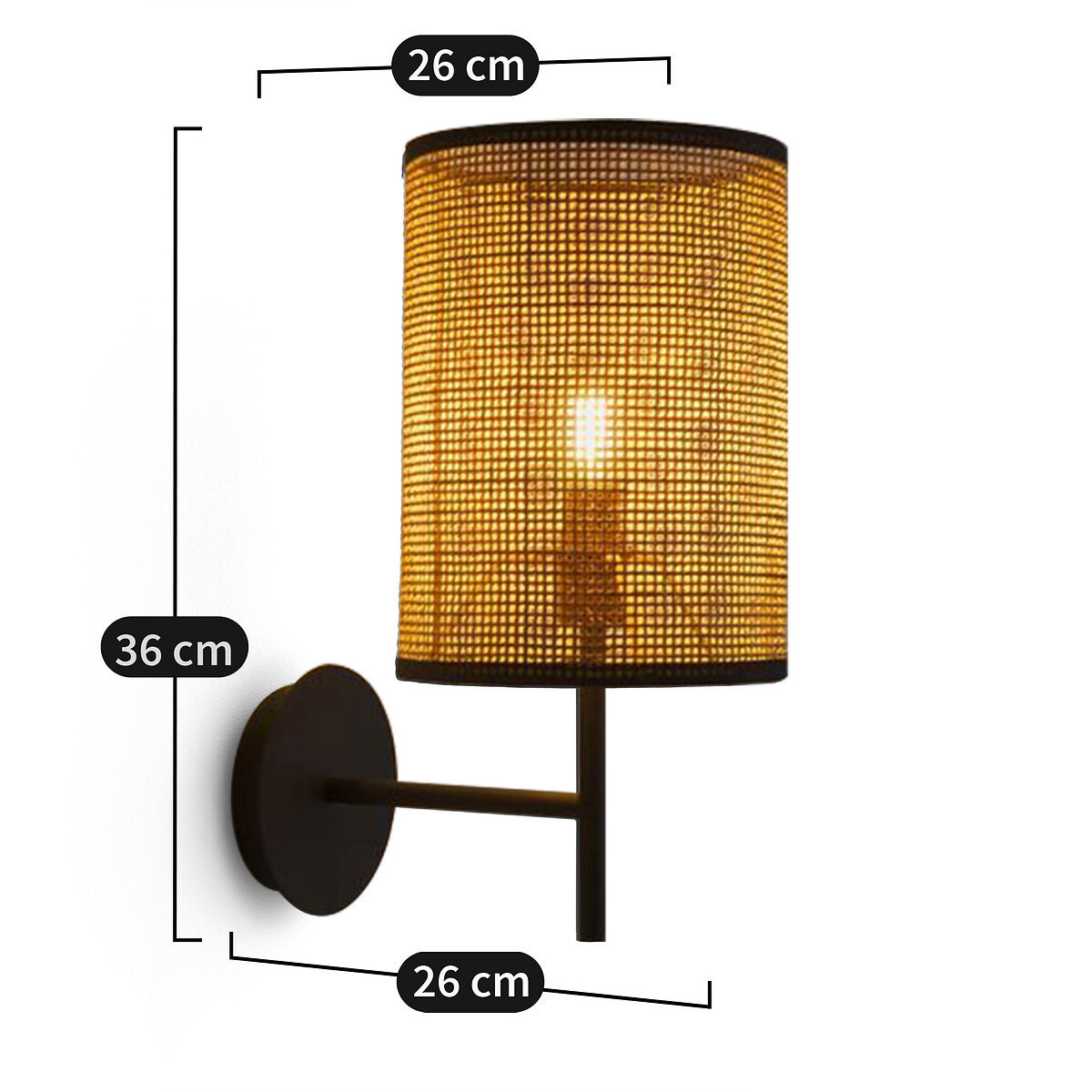 Modern Woven Rattan Wall Sconce – Cylinder Shade Decorative Bedside Lamp