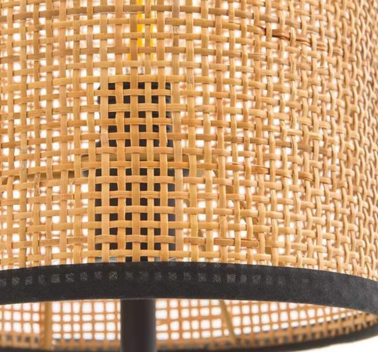 Modern Woven Rattan Wall Sconce – Cylinder Shade Decorative Bedside Lamp