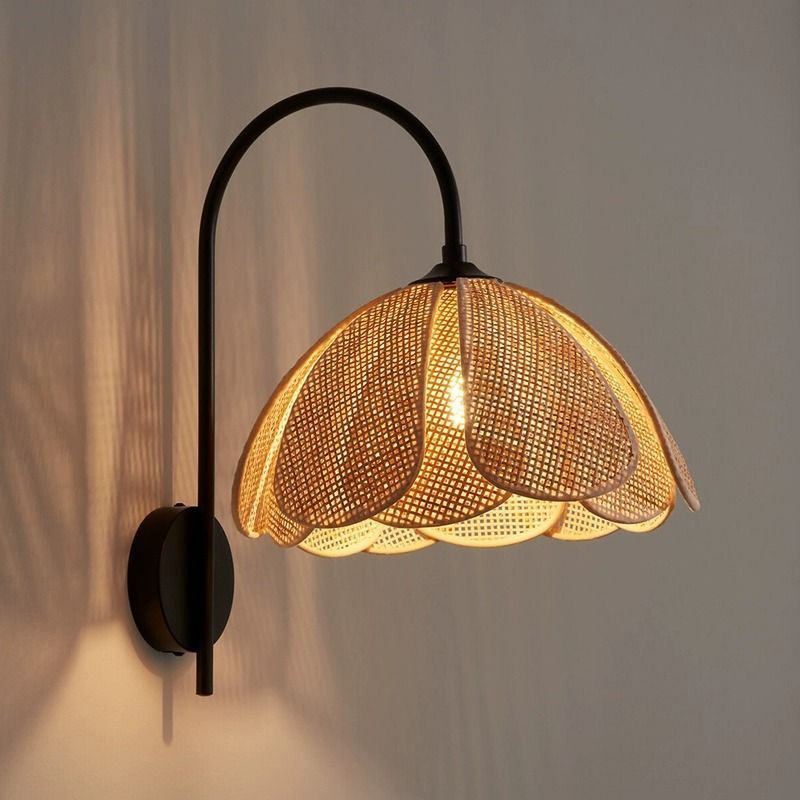 Rattan wall lamp