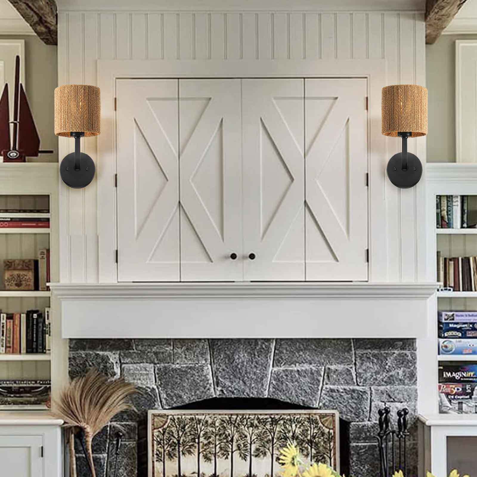 Minimalist Woven Wall Sconce, Handcrafted Rattan Cylinder Lamp for Bedroom, Hallway, Living Room