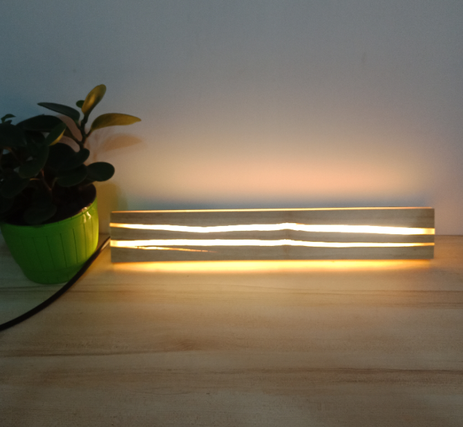 Modern Natural Wood Wall Lamp with Embedded LED Strip – Minimalist Long Bar Design for Living Room, Hallway, Bedroom