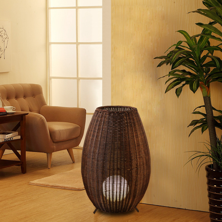 Woven Rattan Floor Lamp – Handwoven Boho Standing Light for Ambient Interiors