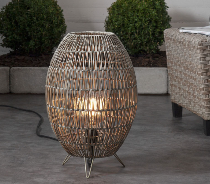 Boho Rattan Floor Lamp - Handmade Woven Bamboo Standing Light Fixture