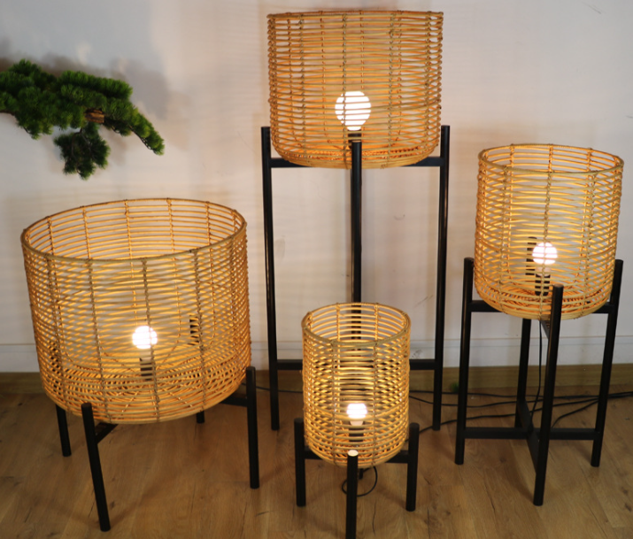 Modern Rattan Floor Lamp - Nordic Minimalist Tall Lamp