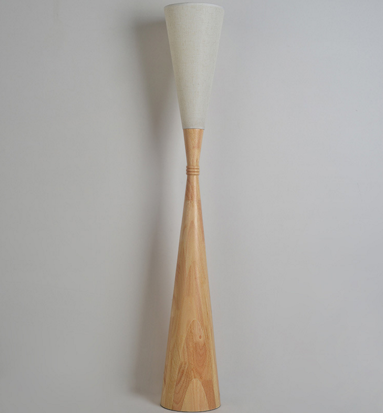 Solid Wood Floor Lamp with Tapered Shade – Minimalist Nordic Standing Light