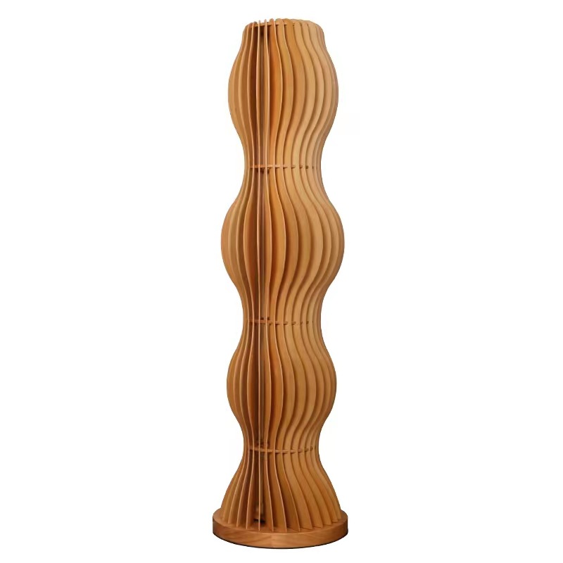Modern Sculptural Wooden Floor Lamp - Nordic Minimalist Ambient Light
