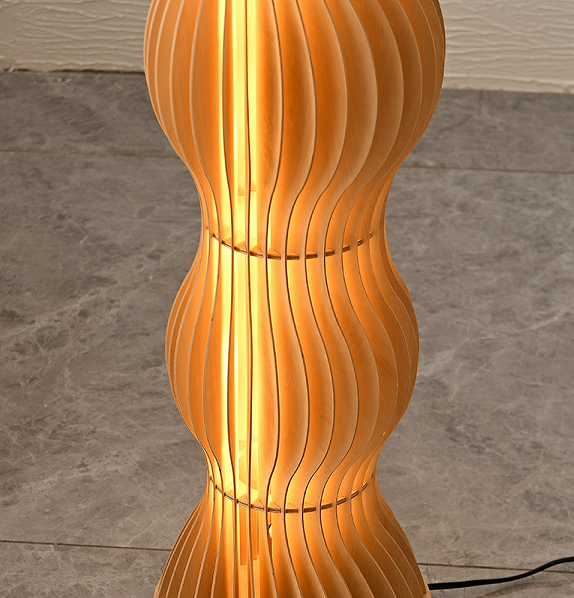 Modern Sculptural Wooden Floor Lamp - Nordic Minimalist Ambient Light