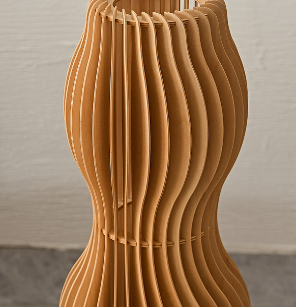 Modern Sculptural Wooden Floor Lamp - Nordic Minimalist Ambient Light