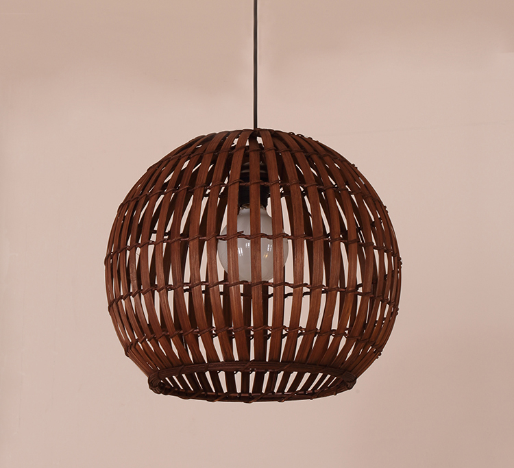 Vintage Bamboo Woven Globe Pendant Light – Handcrafted Natural Rattan Ceiling Lamp