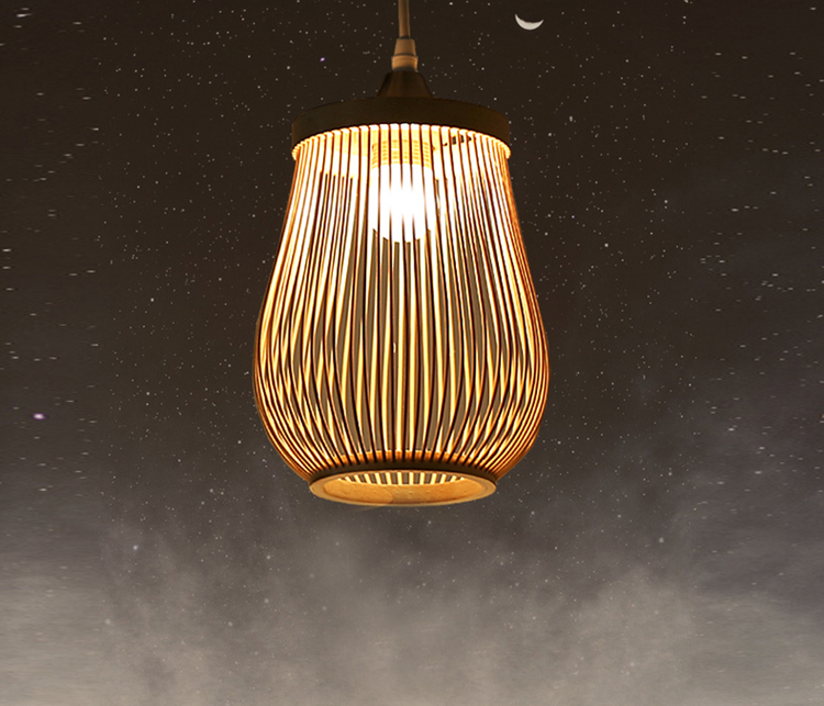 Handwoven Rattan Pendant Light – Teardrop Shape Hanging Lamp for Dining, Café, and Boutique Interiors