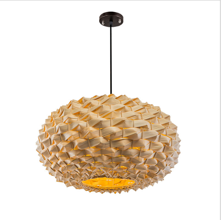 Modern Geometric Bamboo Pendant Light – Handcrafted Woven Ceiling Lamp