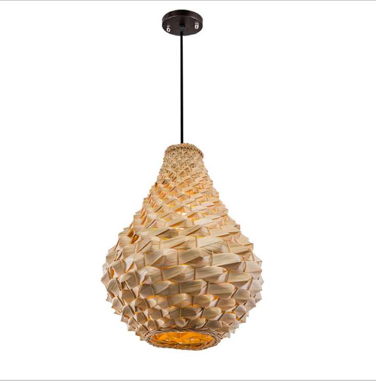 Teardrop Wooden Pendant Light – Nordic Honeycomb Design for Cozy Interiors