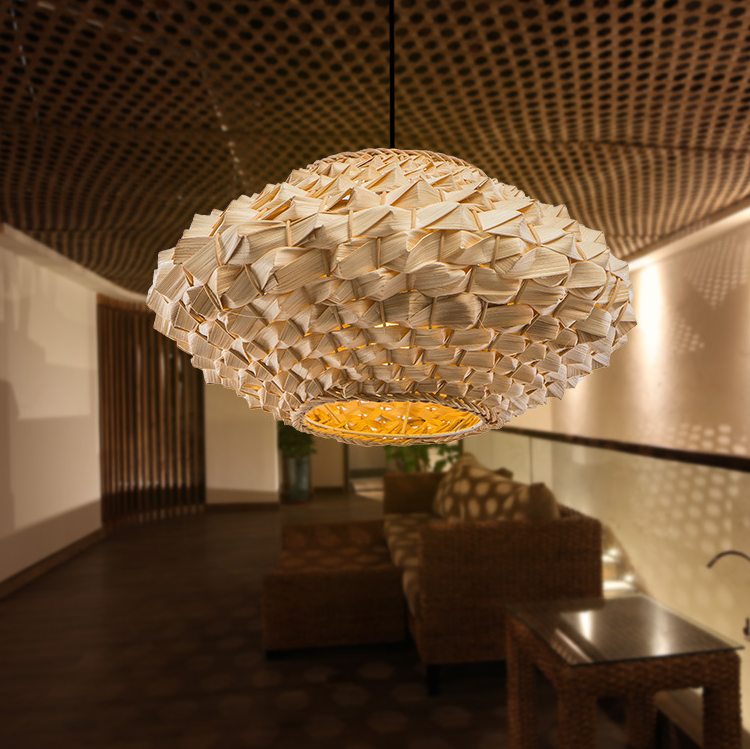 Teardrop Wooden Pendant Light – Nordic Honeycomb Design for Cozy Interiors
