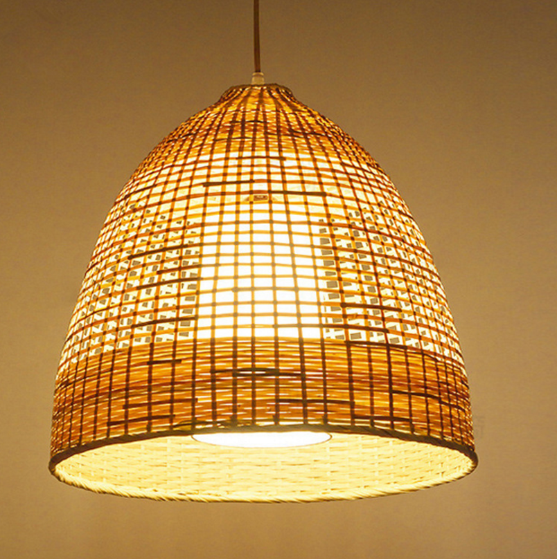 Layered Bamboo Pendant Light - Handmade Modern Oriental Ceiling Lamp